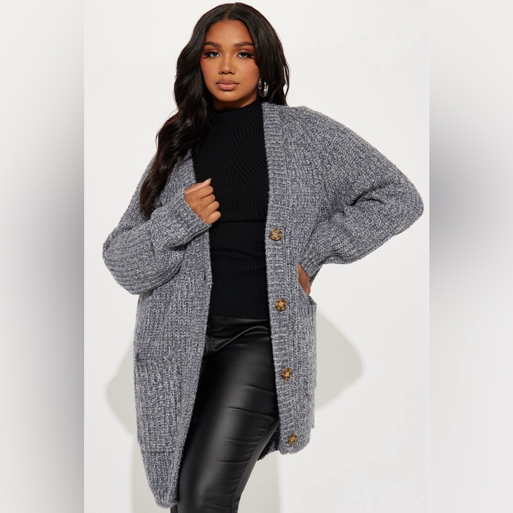 FASHION NOVA Cozy Gray Women's Cardigan Sweater